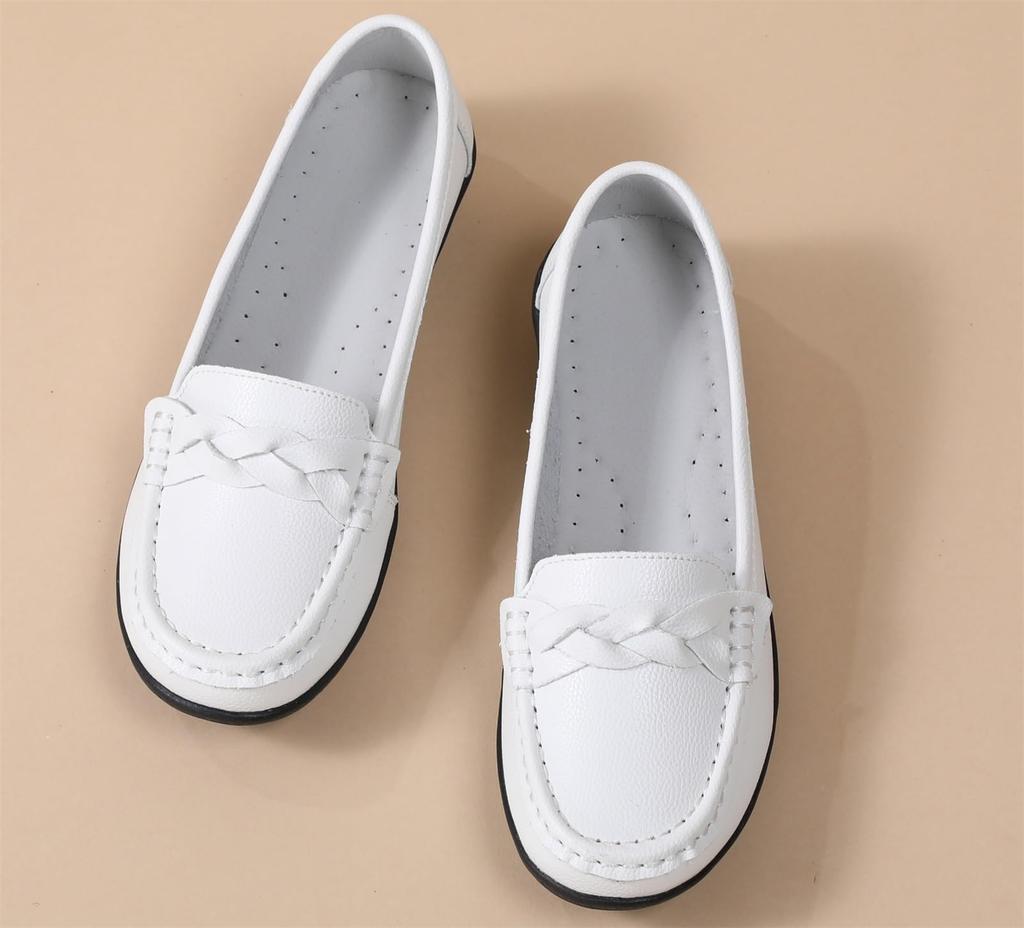 WUIWUIYU Nurse Comfortable and Perfect for Commuting and Standing Size Women's Slip-On Loafers, Shoes, Flats, Fatigue-Reducing, Work, White, 23.5cm