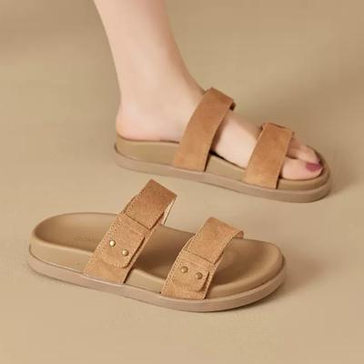 Schuhe Damen 2024 Neu Offene Zehen Damen Hausschuhe Sommer Rom Niete Einfarbig Weiche Sohle Outdoor Lässig Strand Bequeme Hausschuhe