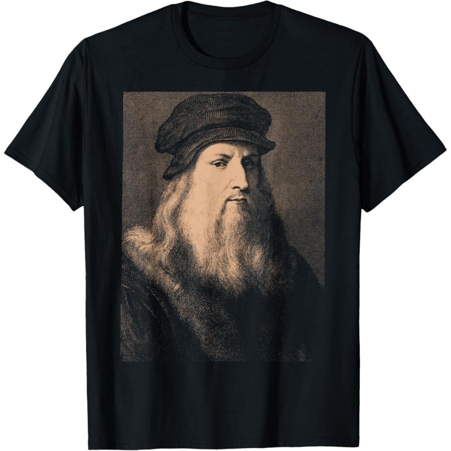

Leonardo da Vinci Portrait Vintage Vitruvian Man author T-Shirt XXXXXL чорний