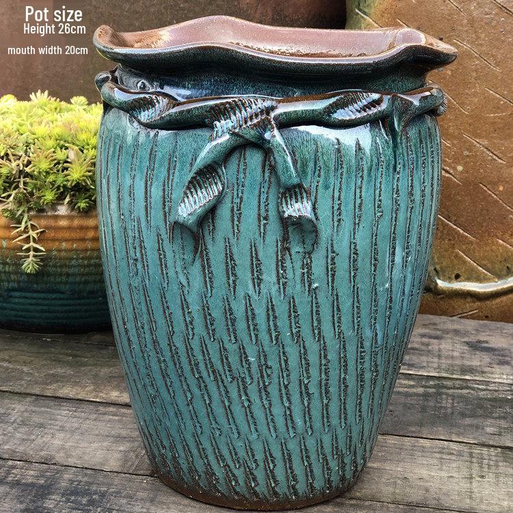 Retro Ceramic Zisha Pot: Large Succulent Planter with Rustic Personality