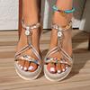 Fashion New Women Fashion Comfortable Outdoor Wedges Shoes Summer 2025 Flower Non Slip Platform Beach Low Heels Sandals Shoes for Women