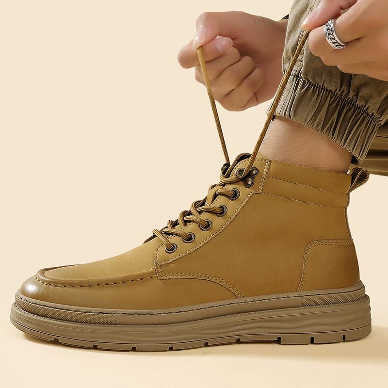 Herrenstiefel Schnürstiefel Herbst Winter Plüsch Warm Herren Baumwollschuhe High Top Arbeitsstiefel Outdoor Mode Warme Schneestiefel Abriebfest