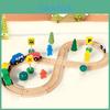 Kids Wooden Train Track Construction Toy With Multipiece Track Set For Imaginative Play