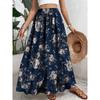 Women's Colorful Flower Printed High Waist Skirt Swing Skirt Elastic High Waist Flower Elegant Party Skirt