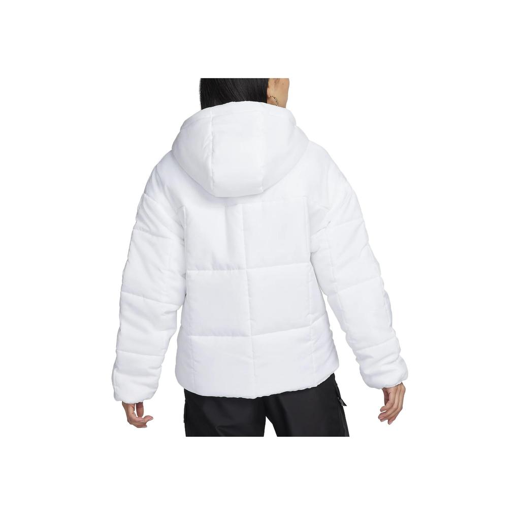 Nike Logo Print Solid Color Hooded Loose Jacket Women Outerwear White FB7673-100