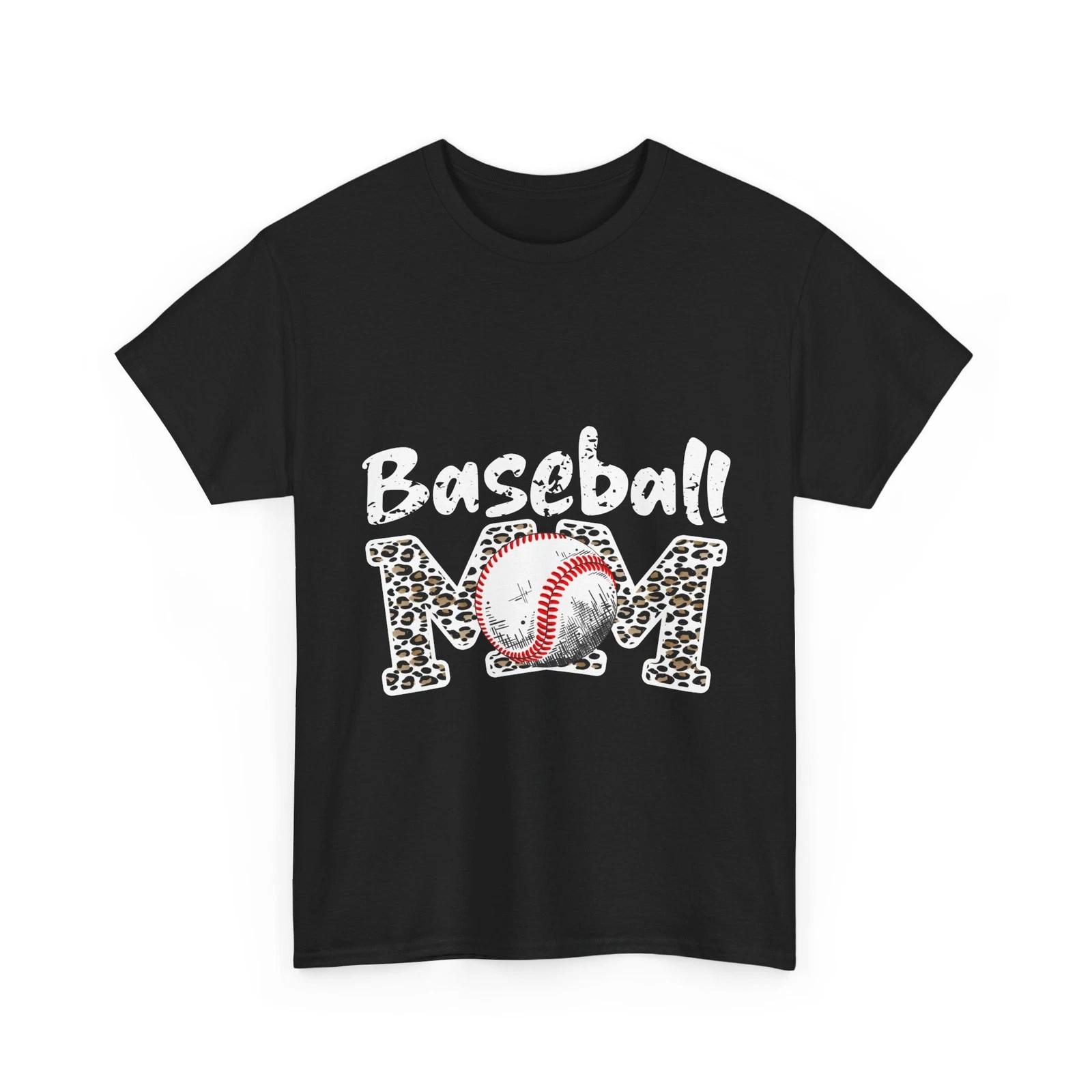 Baseball Mom T-Shirt, Leopard Baseball Lovers Sport Women Mom Shirt S