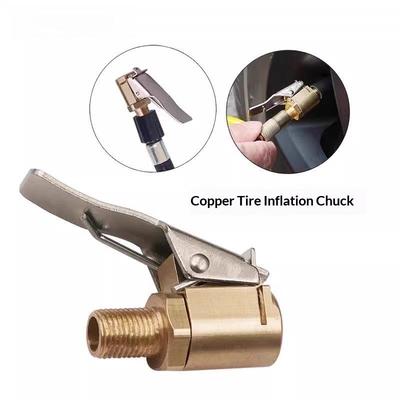Brass Locking Nozzle Tire Air Chuck Clip Adapter - Automotive Grade For Efficient Inflation