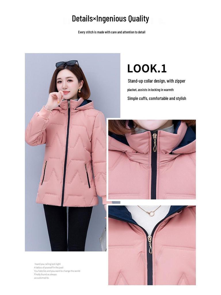 2024 Damska Zimowa Bawełniana Kurtka z Podszewką z Polaru: Ciepły, Pogrubiony, Krótki Styl na Wietnamski Nowy Rok