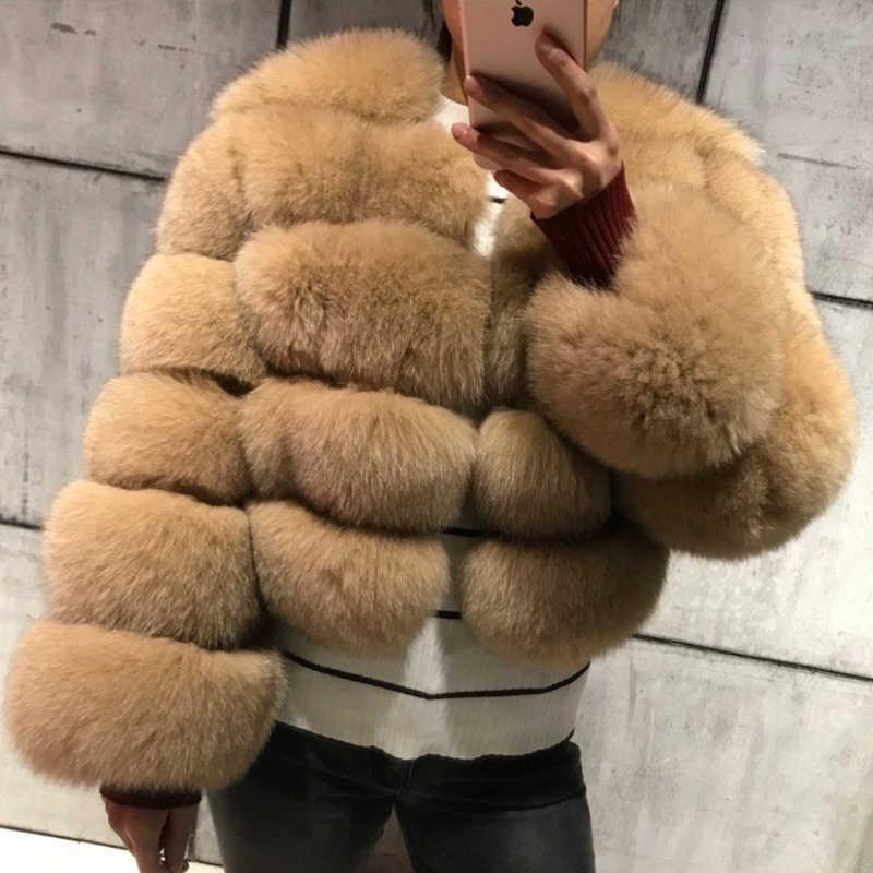 VAYLA Damenmode Kunstpelzmantel Super Heiß Herbst Winter Damen Kurze Kunstfuchs Fell Flauschige Jacke Hohe Qualität Top Damen Pelzmäntel