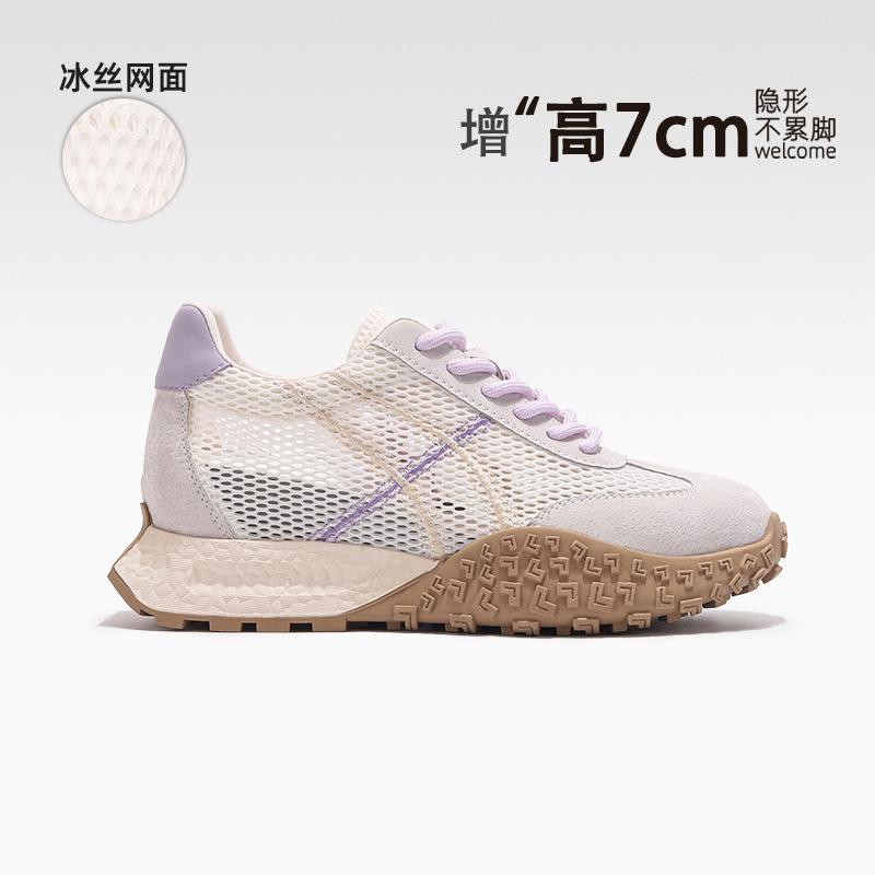 Mesh Thick-soled Inner Height-increasing Dad Shoes for Women 2025 Summer Explosion Ballet Wind Breathable Small Casual Forrest Gump Shoes