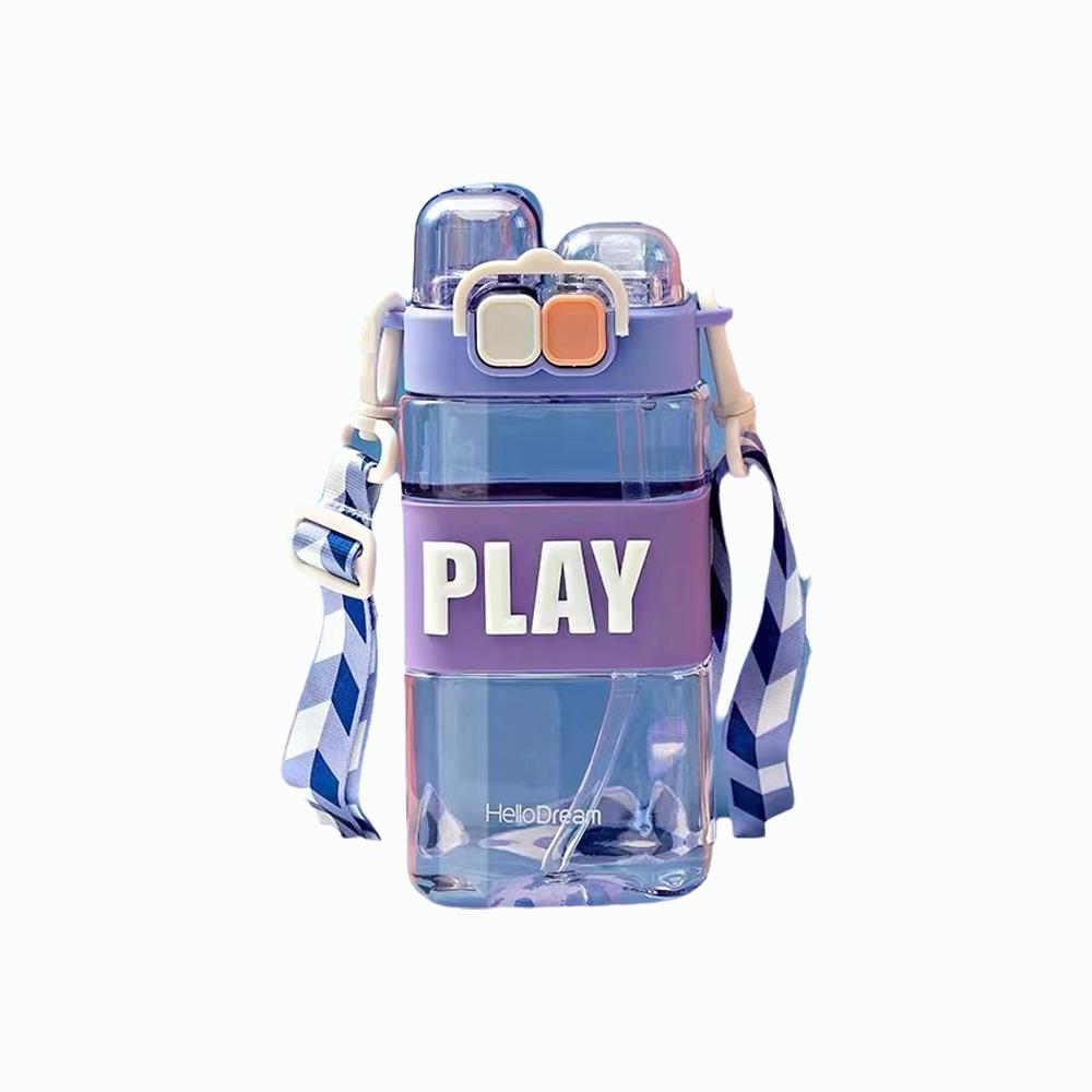 

430 мл милая детская двойная бутылка для питьевой воды соломенная портативная бутылка студенческая пара пластиковая чашка подарок школьникам 550ml синий