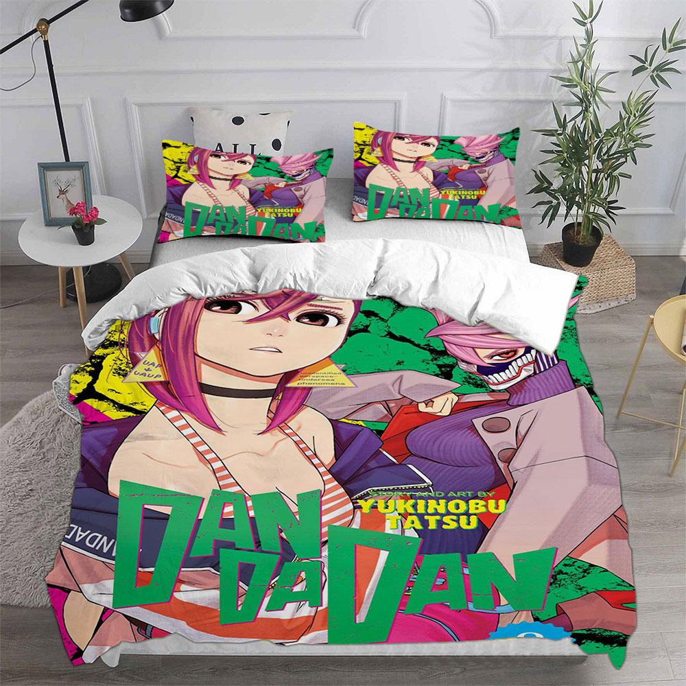 Seturi de lenjerie de pat noi Anime DAN DA DAN cu imprimeu de desene animate Set rafinat de articole de pat Set husă de plapumă cu plapumă Set luxos cadou de ziua de naștere