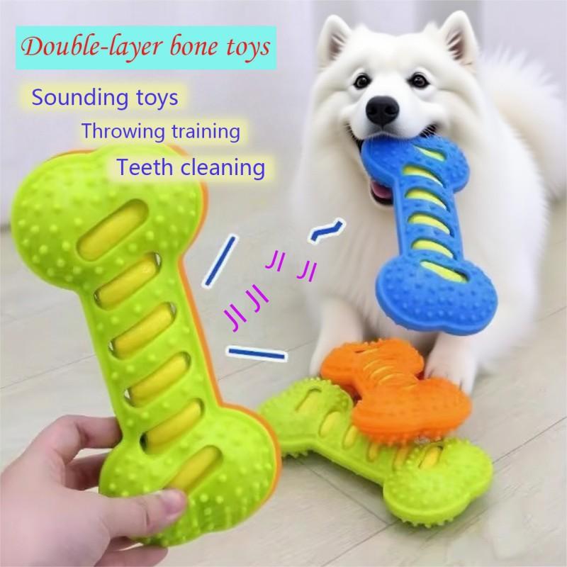 Dog Toy Bone Durable Makes Noise Perfect For Large Breeds Like Golden Retrievers Corgis And French Bulldogs Great Way