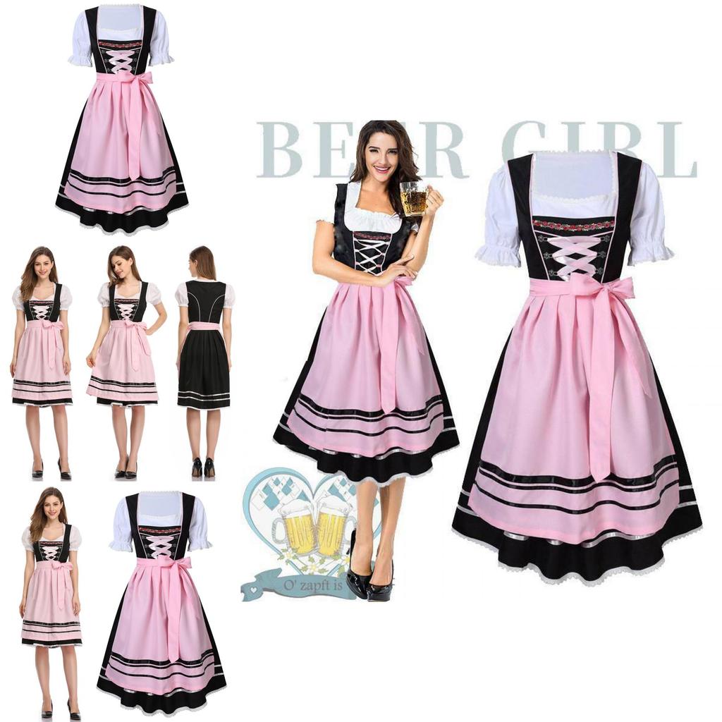 Exquisites Oktoberfest Damen Bierkellnerin Dirndl mit beeindruckender A-Linien-Silhouette