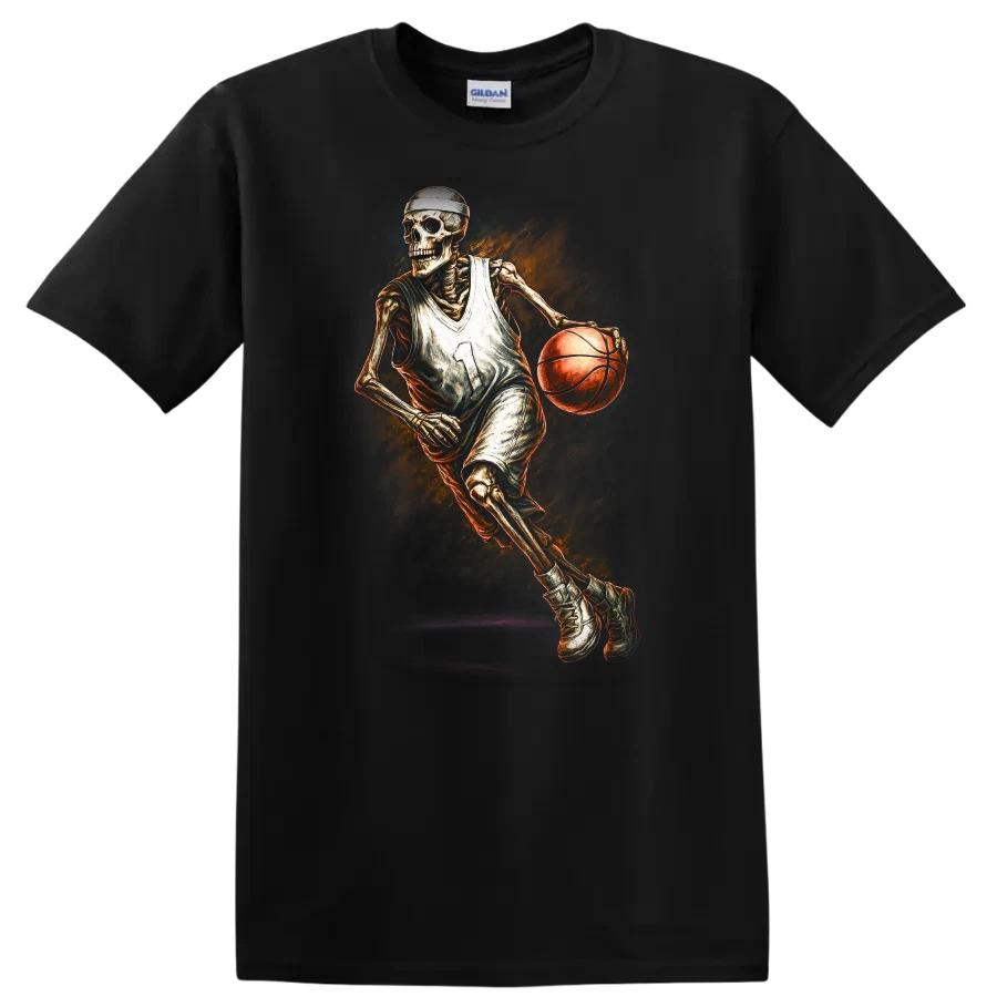 Skeleton Basketball Player T Shirt Skeleton Playing Basketball Tee Casual Wear