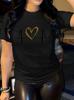 Leopard Heart Print Comfy Tshirt Round Neck Short Sleeve Sports Unisexs Casual Fashion Harajuku Tshirts Clothing