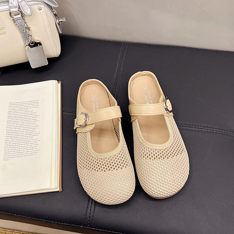 Slippers 2025 women's summer outer wear bag head new casual hollow breathable mesh flat bottom small fragrant wind lazy cool slippers