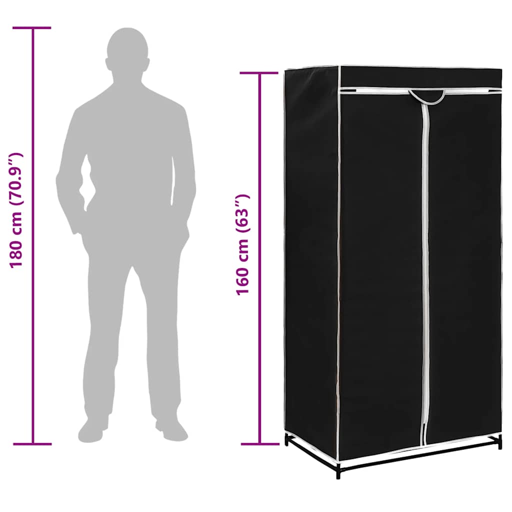 Kleiderschrank-Set 2 Stück Schwarz 75 * 50 * 160 cm