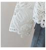 Korean Style Plus Size Embroidered V-Neck Lace Top - Autumn Women's Loose Long-Sleeve
