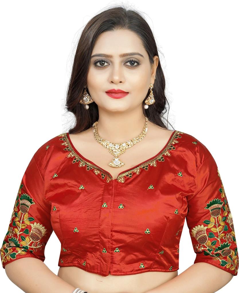 Indian Designer Silk Embroidery Blouse Women's Party Wedding Wear Ethnic Choli