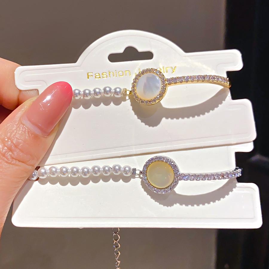 Elegant Zircon Pearl Beaded Bracelet - Luxury Holiday Style for Women