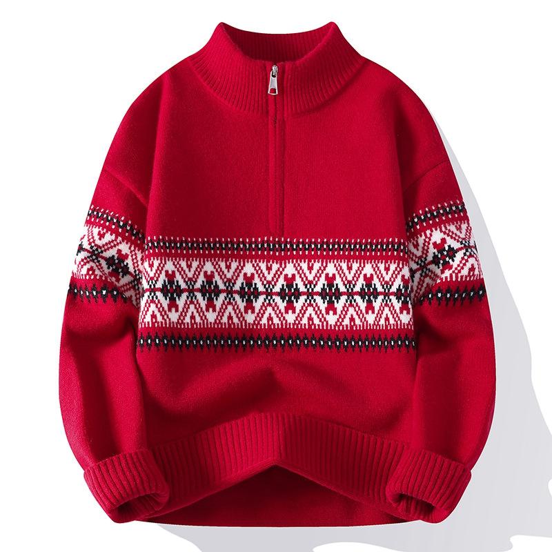 

Мужской пуловер на молнии до четверти, повседневный трикотажный свитер поло на молнии 4XL