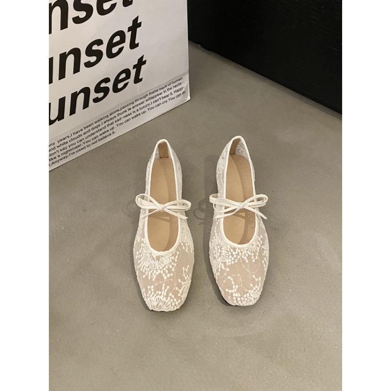 

Inner height increase bow fairy single shoes women s new spring and autumn mesh breathable shoes shallow mouth Mary Jane shoes 40