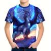 Summer Round Neck Cartoon Animal Pattern 3D Printed Top Fashionable Casual Short Sleeved Children's Boy T-shirts