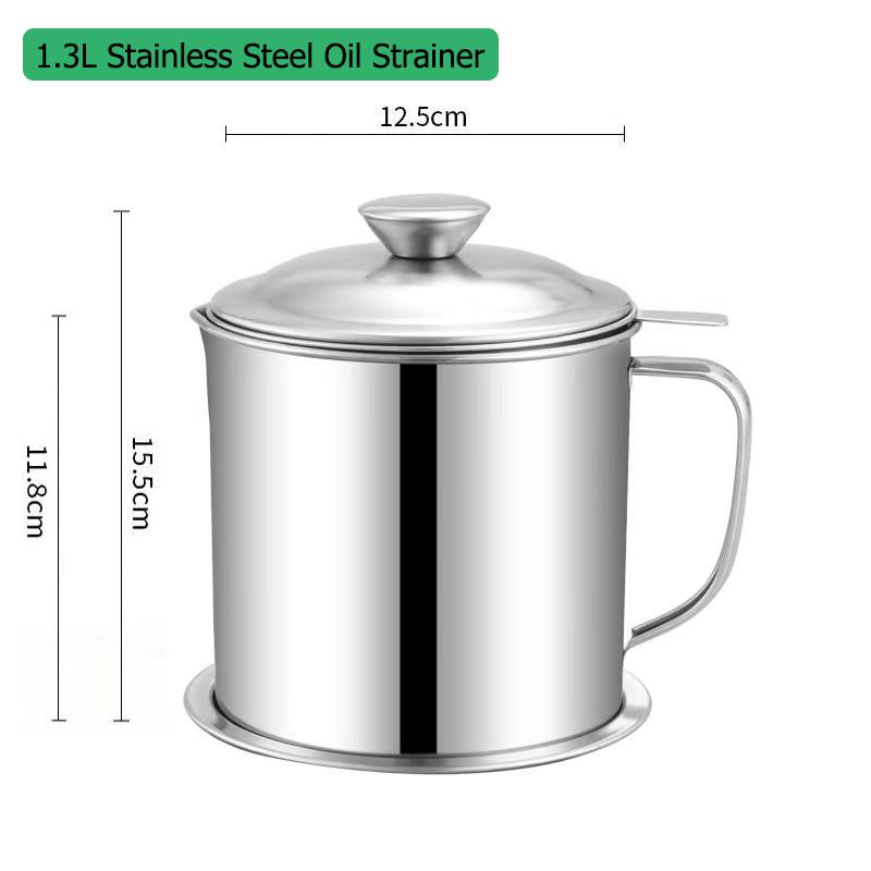 

Stainless Steel 1.8L 304 Oil Filter Bacon Grease Filter Jar Container Water Tank Large Capacity Storage Kitchen Cooking Tools