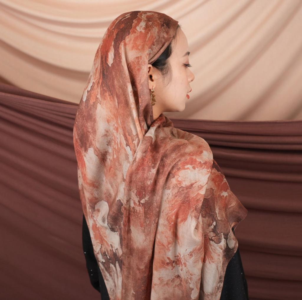 Fashion Watercolour Floral Printed Hijab Modal Breathable Soft Cotton Rayon Viscose Woven Modal Muslim Women Shawl Hijab Scarf