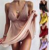 Women's Ladies Sexy Lace Sling Bra Panties Mesh Stitched Lace Pendant Butterfly Four-piece Split Sexy Suit