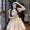 Doll Collar Sweet Cute Little Fresh Dress Summer Middle School High School Student Lolita Floral Princess Skirt