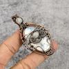 Dendrite Opal & Rainbow Moonstone 999 Copper Wire Wrapped Pendant, Handmade Gemstone Jewelry Pendant Gift For Birthday