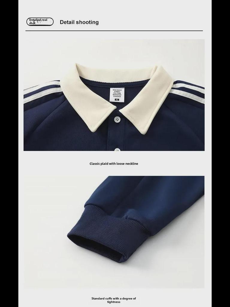 American Retro College Style Striped Pullover: Loose Fit, Round Neck, Long Sleeve Sweatshirt