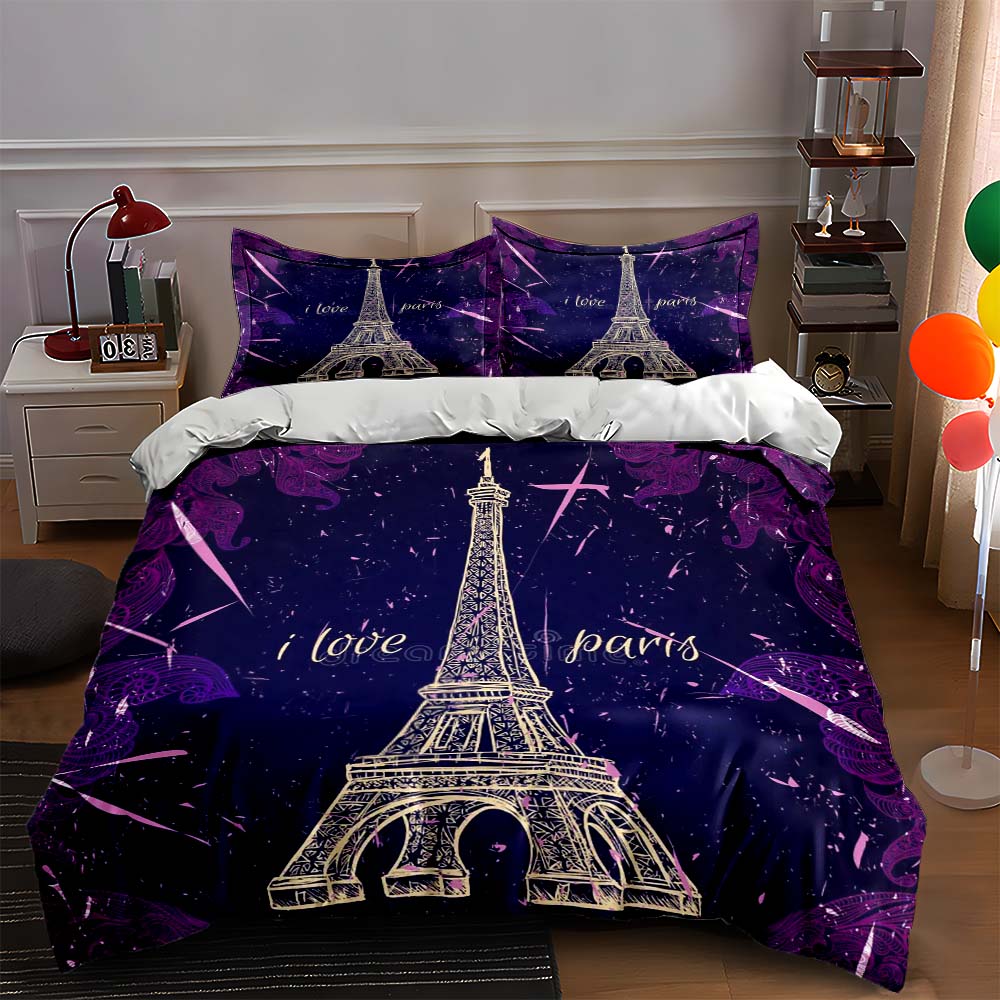 

Eiffel Tower design. Bedding Duvet cover sets Duvet covers Pillowcases gifts (1 * Duvet Cover 2 * Pillowcases, without duvet insert) 135x200cm