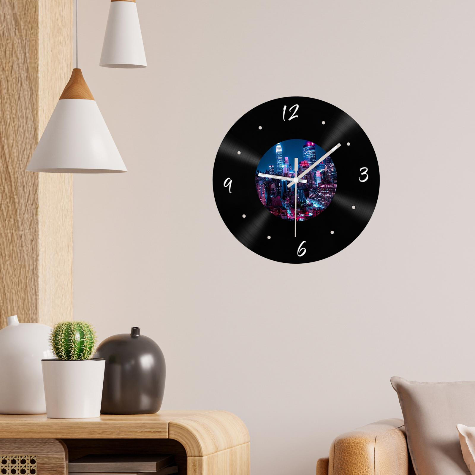 

Декоративные настенные часы бесшумные 11,81 дюйма легкое произведение искусства простой подвесной декор для дома Night Scenes Picture