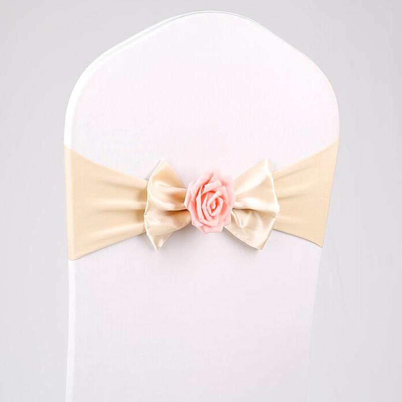 

Stretch Spandex Chair Sash Band Bow Tie With Round Buckle Elastic Chair Bowknot Ties For Hotel Banquet Wedding Party Decoration
