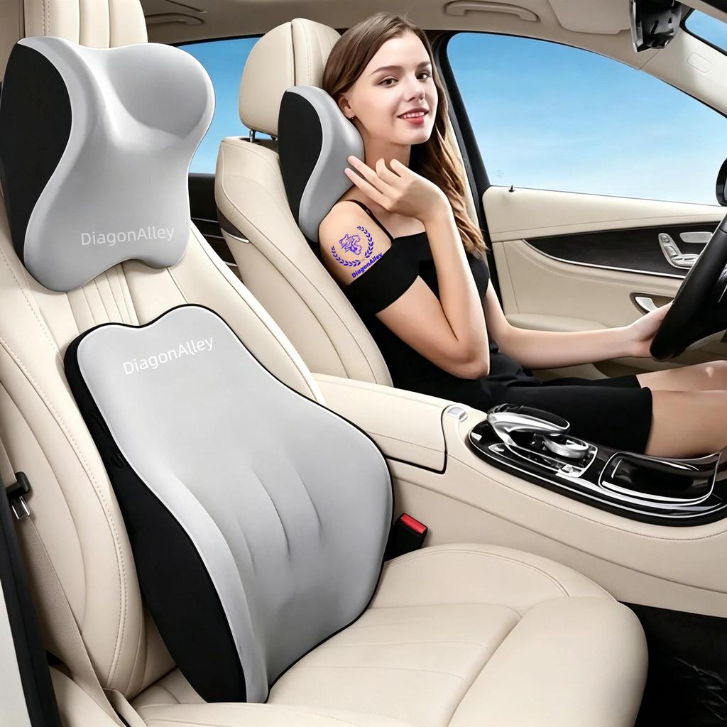 1/2PCS Car Headrest and Lumbar Support Neck Pillow Set Automotive Memory Foam Office Chair Headrest Fatigue Relief Travel Pillow
