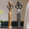Statua Africana Escotica Tribale Donna Sculture Donne Africane Statuetta per Casa Ufficio Camera da Letto Decorazione Figura in Resina