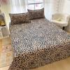 Leopard Print Bed Sheet Set Cheetah Skin Print Sheets Animal Theme Bedding Set With 1 Flat Sheet 2 Pillowcase Queen King Size