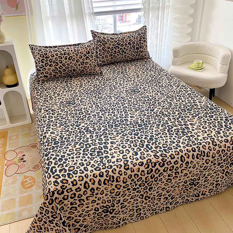 Leopard Print Bed Sheet Set Cheetah Skin Print Sheets Animal Theme Bedding Set With 1 Flat Sheet 2 Pillowcase Queen King Size