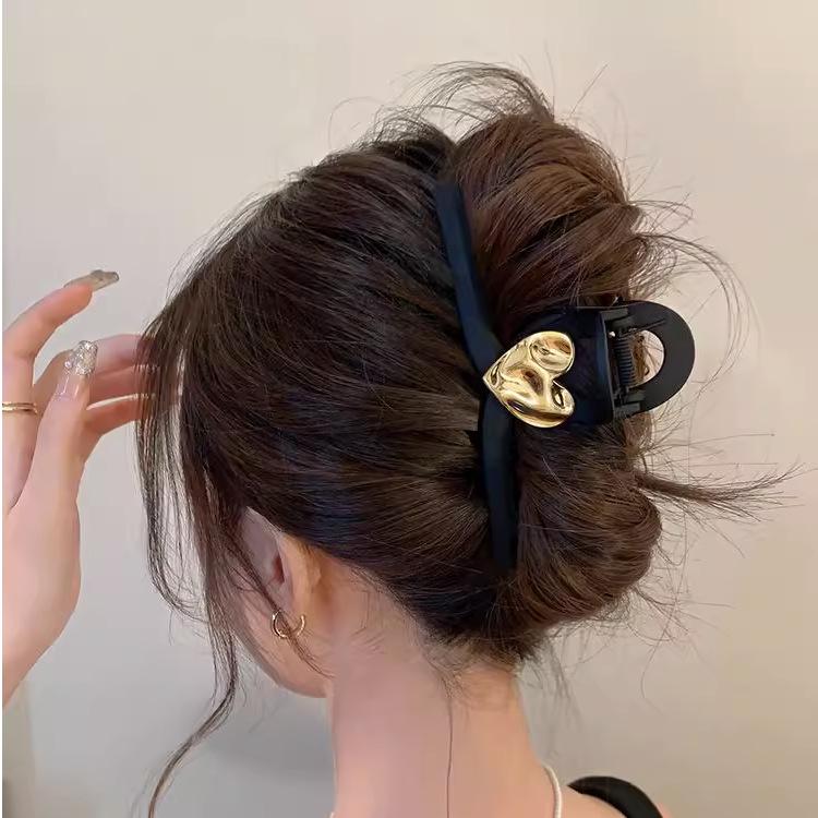 Matte Black Hair Claw for Women - Elegant Large Hairpin with Strong Hold and Volume Enhancement