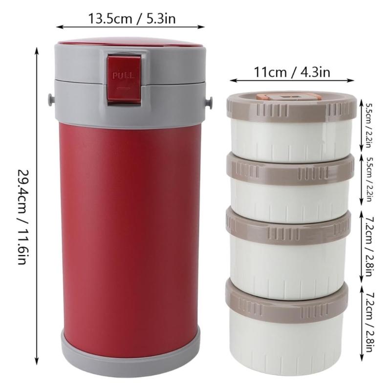 Insulated 304 Stainless Steel Food Jar 2.9L Includes Cutlery Set Practical Leak Proof Lunch Box with Carrying Bag