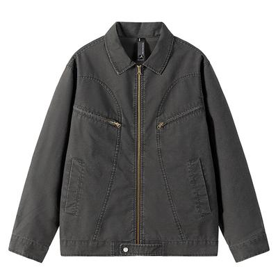 Vintage Tooling American Heavy Lapel Locomotive Jacket Men's Casual Loose Wash Jacket