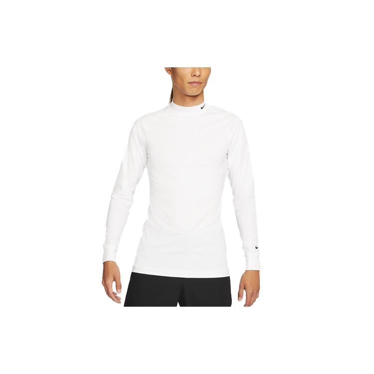 Nike T Shirts Men s White Stand Collar Moderate Straight Fit CU9803-100 L