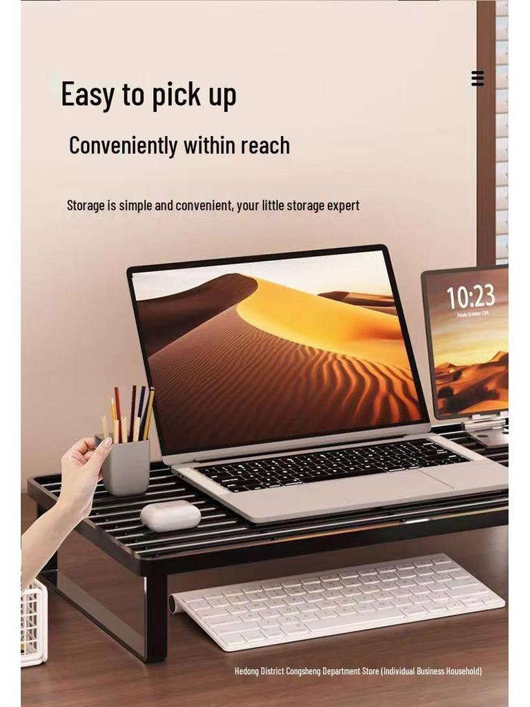 Laptop Cooling & Monitor Riser Stand - No Installation Needed