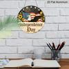 2D Flat, 1pc Round Decor, Vintage Patriotic American Flag, Eagle, Fireworks, Liberty, Aluminum Wall Decor for 4th of July, Home, Office, Porch