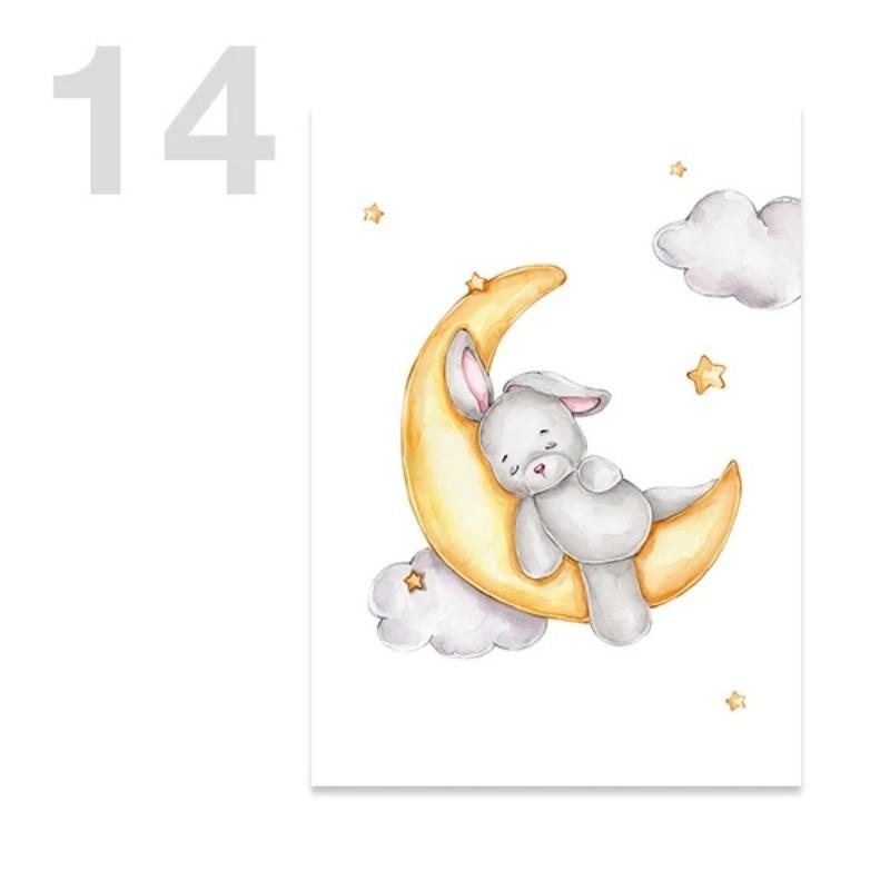 Custom Kids Name Canvas Paintings Cute Teddy Bear and Rabbit Nursery Wall Art Posters Prints Mural Pictures Baby and Kids Room