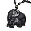 Obsidian Gossip Pendant Necklace Carving Dragon and Phoenix Shape Lucky Amulet Jewelry Six-Character Mantra Pearl Jewelry
