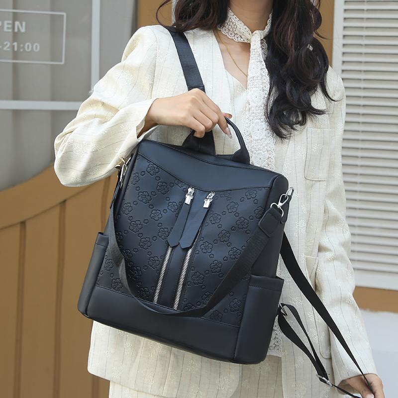 Women's Commuter Soft Leather Backpack Printed Backpack